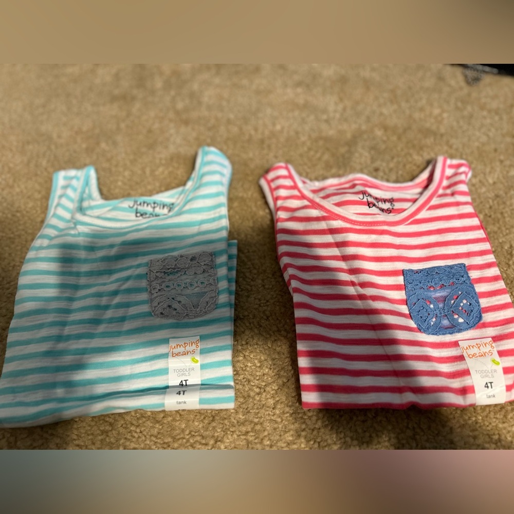 Lot of two NwT jumping beans striped tank tops size 4T